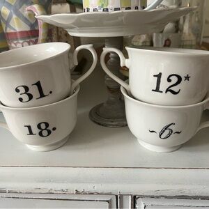 Anthropologie Set of Four retired teacups